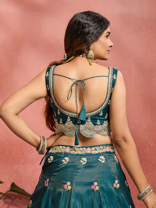 Tissue Sequins Embroidered Semi-Stitched Lehenga & Unstitched Blouse With Dupatta Clothsvilla