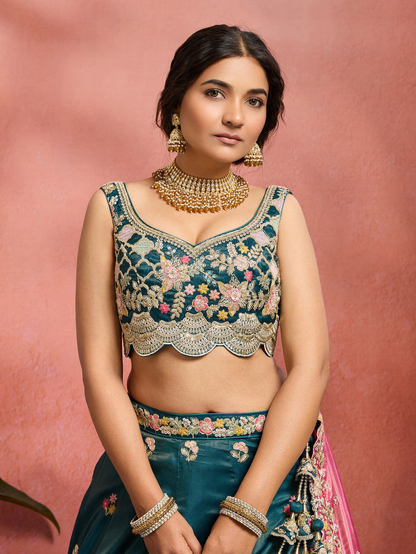 Tissue Sequins Embroidered Semi-Stitched Lehenga & Unstitched Blouse With Dupatta Clothsvilla