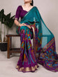 Load image into Gallery viewer, Teal Traditional Floral Printed Chanderi Saree with Zari Weaving Work Clothsvilla