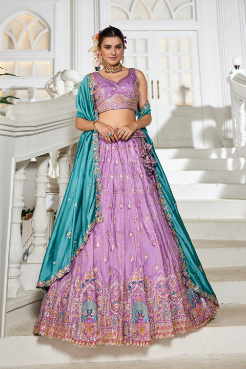 Tissue Sequins Embroidered Semi-Stitched Lehenga Choli with Dupatta Clothsvilla Main image