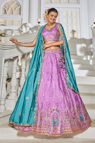 Tissue Sequins Embroidered Semi-Stitched Lehenga Choli with Dupatta Clothsvilla