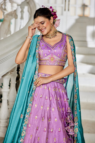 Tissue Sequins Embroidered Semi-Stitched Lehenga Choli with Dupatta Clothsvilla