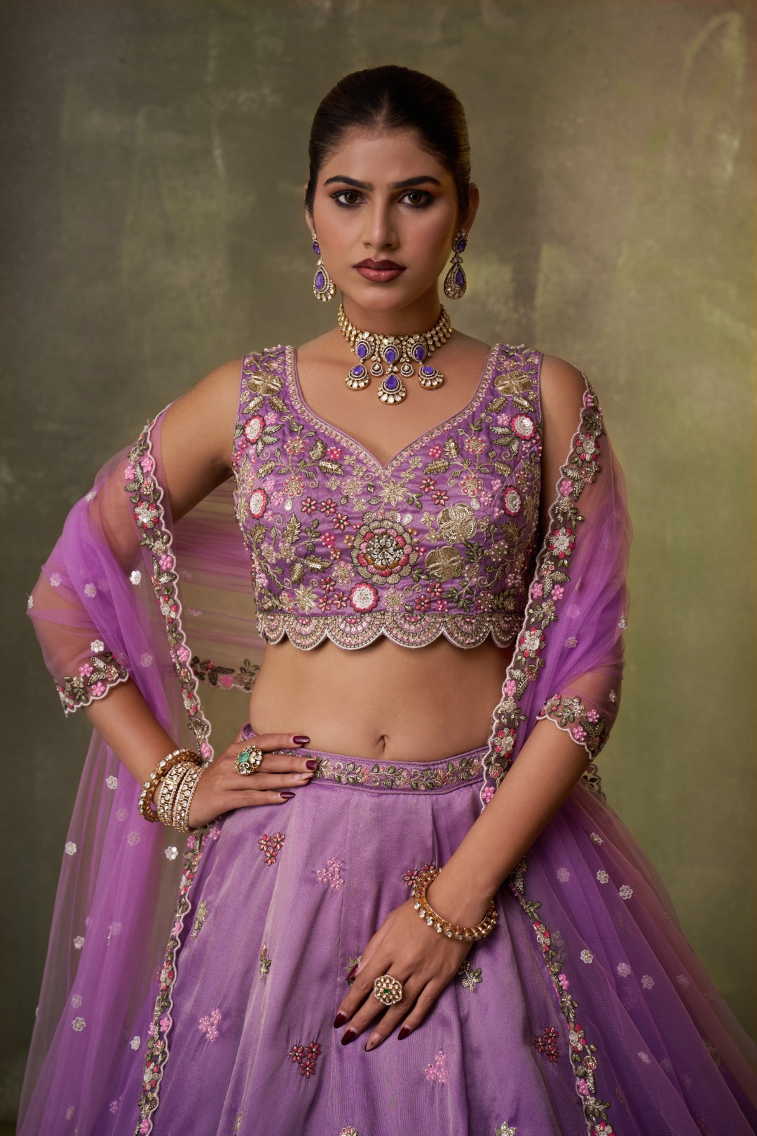 Tissue Sequins Embroidered Semi-Stitched Lehenga & Unstitched Blouse With Dupatta Clothsvilla
