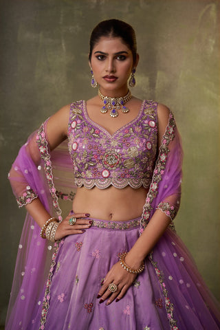 Tissue Sequins Embroidered Semi-Stitched Lehenga & Unstitched Blouse With Dupatta Clothsvilla