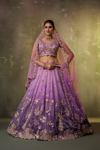 Tissue Sequins Embroidered Semi-Stitched Lehenga & Unstitched Blouse With Dupatta Clothsvilla