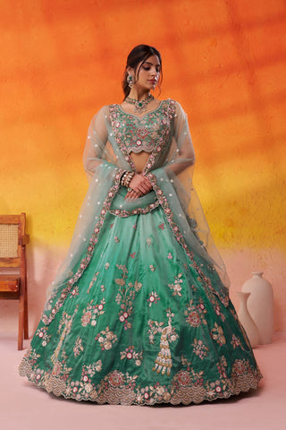 Tissue Sequins Embroidered Semi-Stitched Lehenga & Unstitched Blouse With Dupatta Clothsvilla