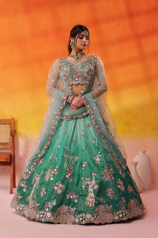 Tissue Sequins Embroidered Semi-Stitched Lehenga & Unstitched Blouse With Dupatta Clothsvilla