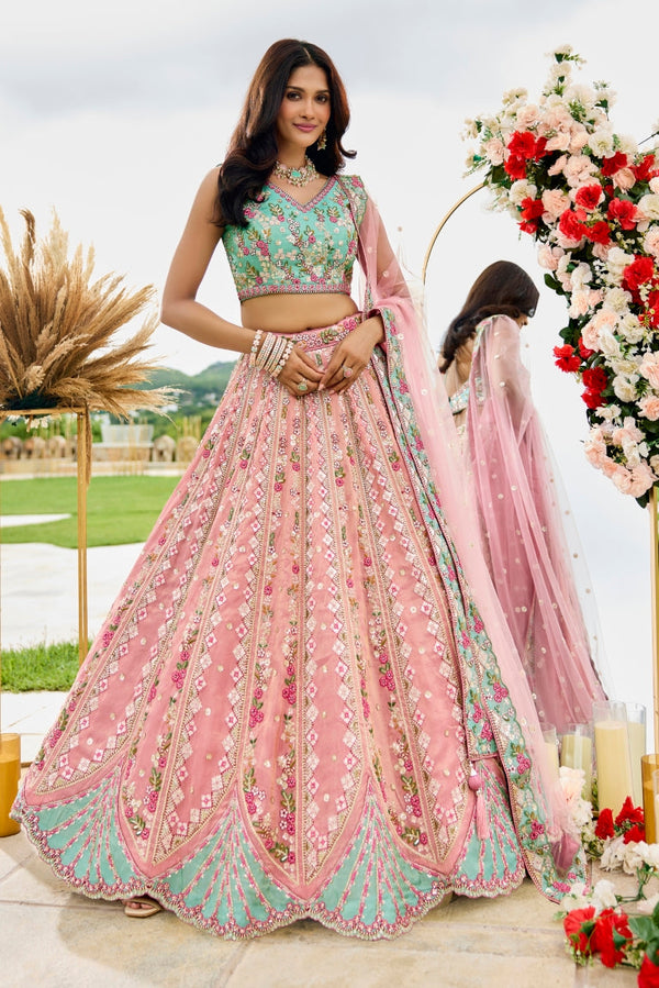 Tissue Sequins Embroidered Semi-Stitched Lehenga & Unstitched Blouse With Dupatta Clothsvilla