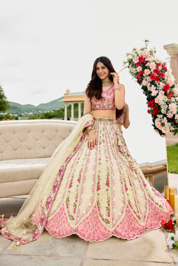Tissue Sequins Embroidered Semi-Stitched Lehenga & Unstitched Blouse With Dupatta Clothsvilla