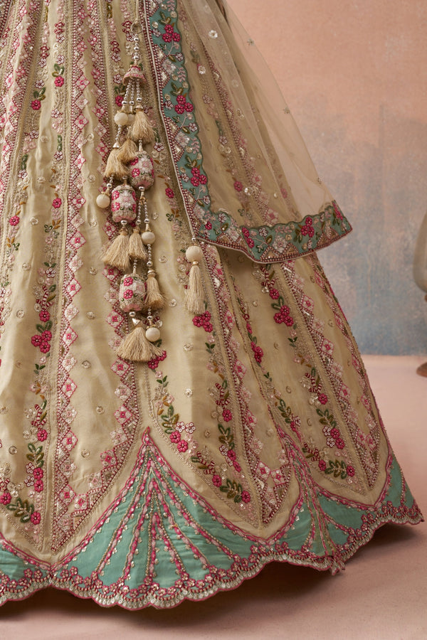 Tissue Sequins Embroidered Semi-Stitched Lehenga & Unstitched Blouse With Dupatta Clothsvilla