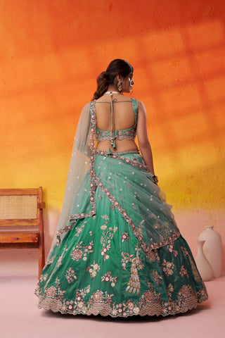 Tissue Sequins Embroidered Semi-Stitched Lehenga & Unstitched Blouse With Dupatta Clothsvilla