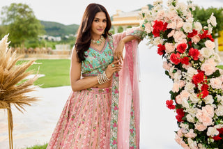 Tissue Sequins Embroidered Semi-Stitched Lehenga & Unstitched Blouse With Dupatta Clothsvilla