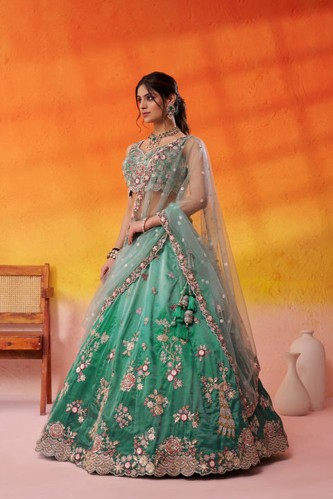 Tissue Sequins Embroidered Semi-Stitched Lehenga & Unstitched Blouse With Dupatta Clothsvilla Main image