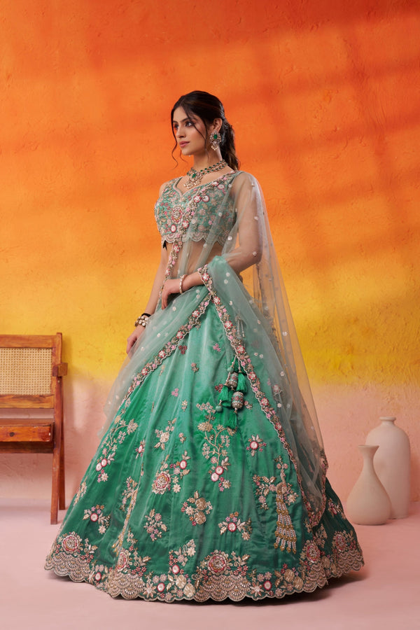 Tissue Sequins Embroidered Semi-Stitched Lehenga & Unstitched Blouse With Dupatta Clothsvilla