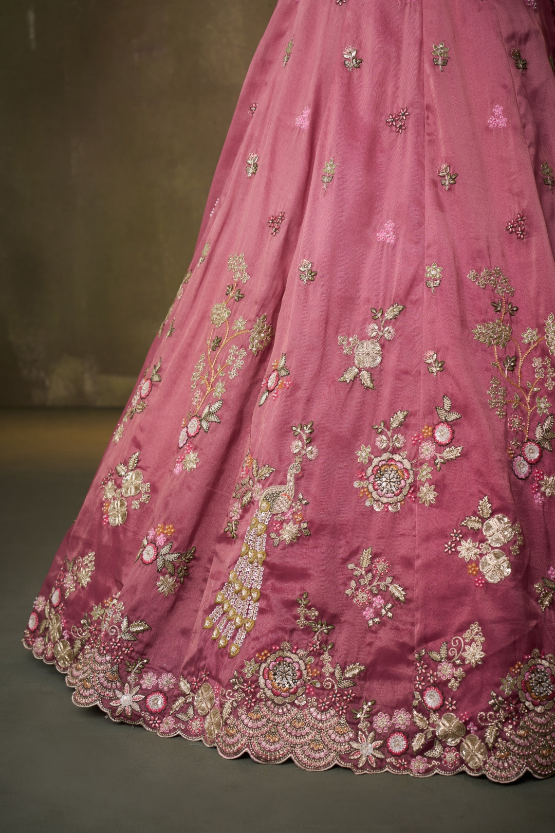 Tissue Sequins Embroidered Semi-Stitched Lehenga & Unstitched Blouse With Dupatta Clothsvilla