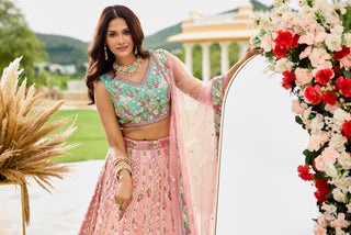Tissue Sequins Embroidered Semi-Stitched Lehenga & Unstitched Blouse With Dupatta Clothsvilla