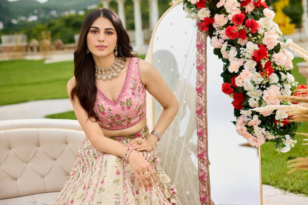 Tissue Sequins Embroidered Semi-Stitched Lehenga & Unstitched Blouse With Dupatta Clothsvilla