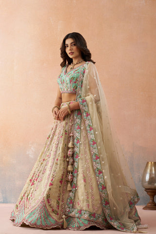 Tissue Sequins Embroidered Semi-Stitched Lehenga & Unstitched Blouse With Dupatta Clothsvilla