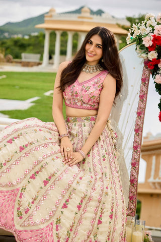 Tissue Sequins Embroidered Semi-Stitched Lehenga & Unstitched Blouse With Dupatta Clothsvilla