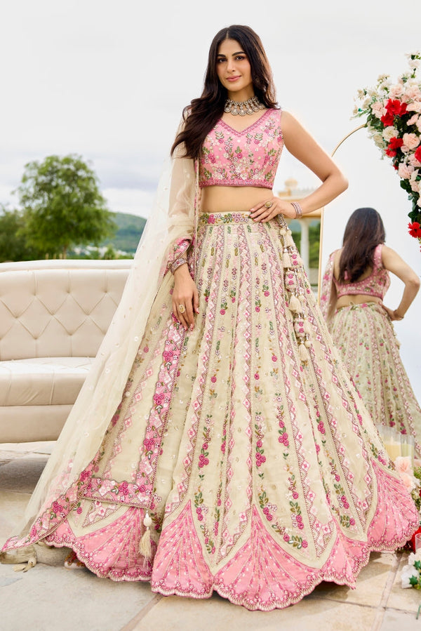 Tissue Sequins Embroidered Semi-Stitched Lehenga & Unstitched Blouse With Dupatta Clothsvilla