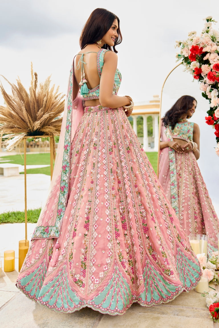 Tissue Sequins Embroidered Semi-Stitched Lehenga & Unstitched Blouse With Dupatta Clothsvilla