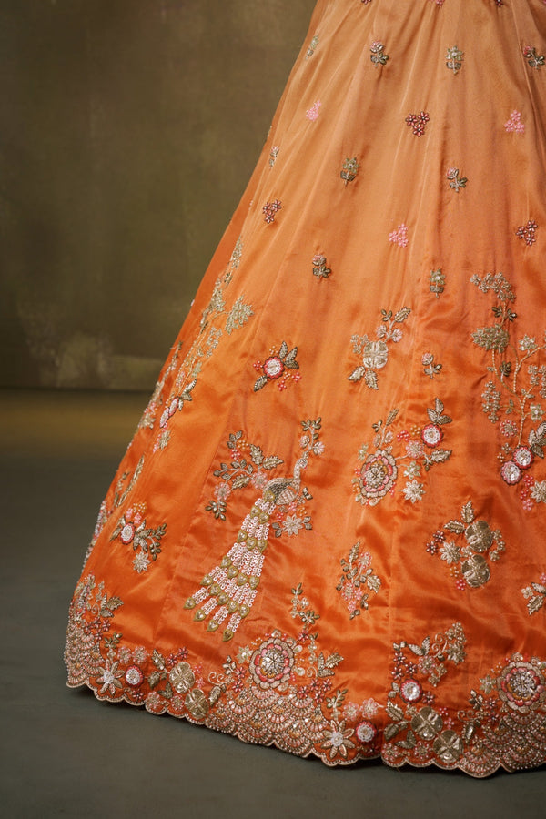 Tissue Sequins Embroidered Semi-Stitched Lehenga & Unstitched Blouse With Dupatta Clothsvilla
