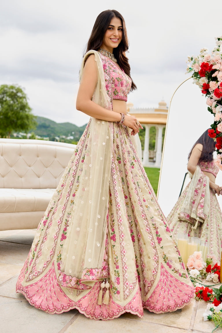 Tissue Sequins Embroidered Semi-Stitched Lehenga & Unstitched Blouse With Dupatta Clothsvilla