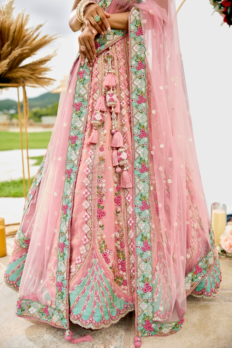 Tissue Sequins Embroidered Semi-Stitched Lehenga & Unstitched Blouse With Dupatta Clothsvilla