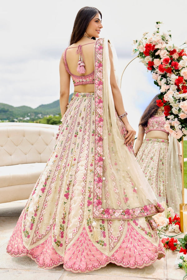Tissue Sequins Embroidered Semi-Stitched Lehenga & Unstitched Blouse With Dupatta Clothsvilla