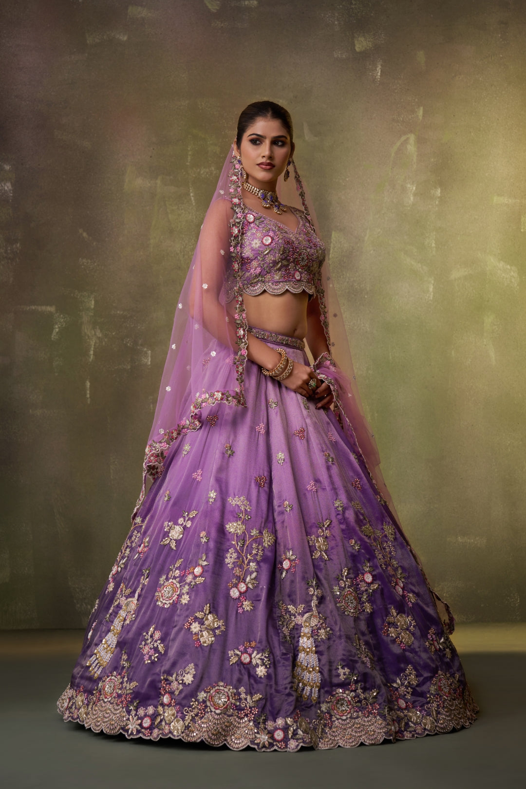 Tissue Sequins Embroidered Semi-Stitched Lehenga & Unstitched Blouse With Dupatta Clothsvilla