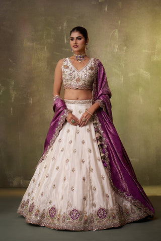 Tissue Sequins Thread & Embroidered Semi-Stitched Lehenga & Unstitched Blouse With Dupatta Clothsvilla