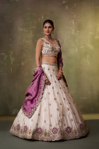 Tissue Sequins Thread & Embroidered Semi-Stitched Lehenga & Unstitched Blouse With Dupatta Clothsvilla