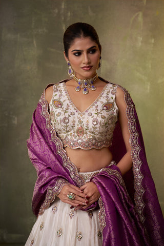Tissue Sequins Thread & Embroidered Semi-Stitched Lehenga & Unstitched Blouse With Dupatta Clothsvilla