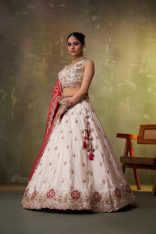 Tissue Sequins Thread & Embroidered Semi-Stitched Lehenga & Unstitched Blouse With Dupatta Clothsvilla