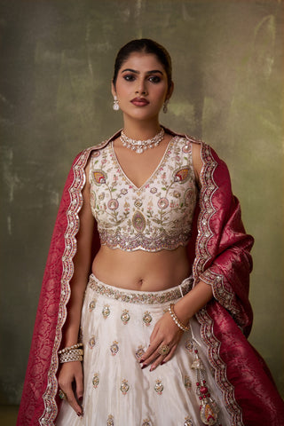 Tissue Sequins Thread & Embroidered Semi-Stitched Lehenga & Unstitched Blouse With Dupatta Clothsvilla