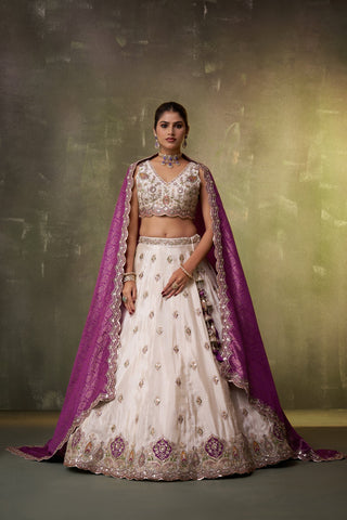 Tissue Sequins Thread & Embroidered Semi-Stitched Lehenga & Unstitched Blouse With Dupatta Clothsvilla
