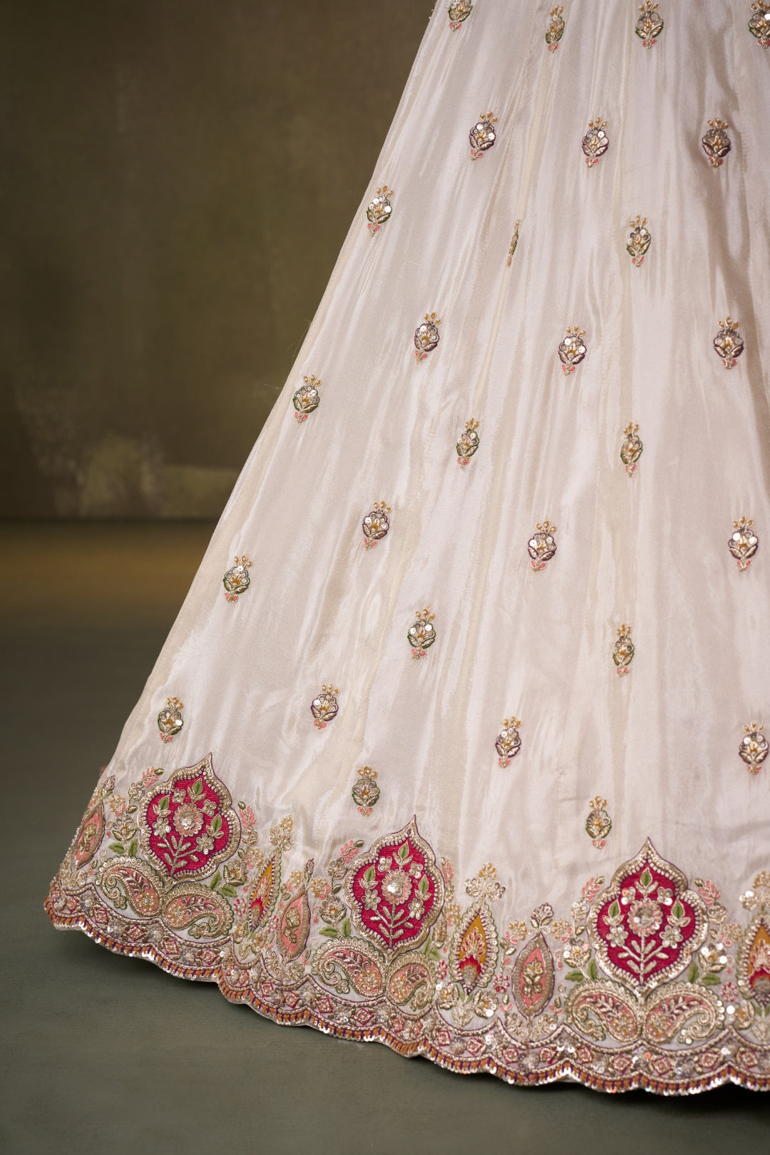 Tissue Sequins Thread & Embroidered Semi-Stitched Lehenga & Unstitched Blouse With Dupatta Clothsvilla