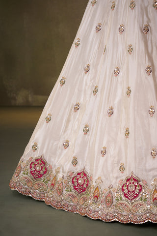 Tissue Sequins Thread & Embroidered Semi-Stitched Lehenga & Unstitched Blouse With Dupatta Clothsvilla