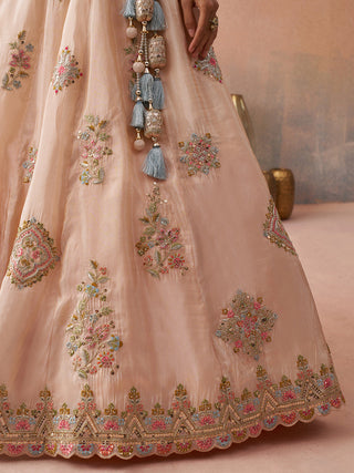 Tissue Sequins & Zari Embroidered Semi-Stitched Lehenga & Unstitched Blouse With Dupatta Clothsvilla