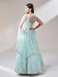 Load image into Gallery viewer, Turquoise Blue Net Gotapatti Work Semi-Stitched Lehenga &amp; Unstitched Blouse, Dupatta Clothsvilla