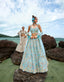 Turquoise blue Net Multi colour Sequins, Zarkans and thread embroidery Semi-Stitched Lehenga choli & Dupatta Clothsvilla