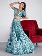 Load image into Gallery viewer, Turquoise blue Net Sequins, Mirror and thread embroidery Semi-Stitched Lehenga choli &amp; Dupatta ClothsVilla