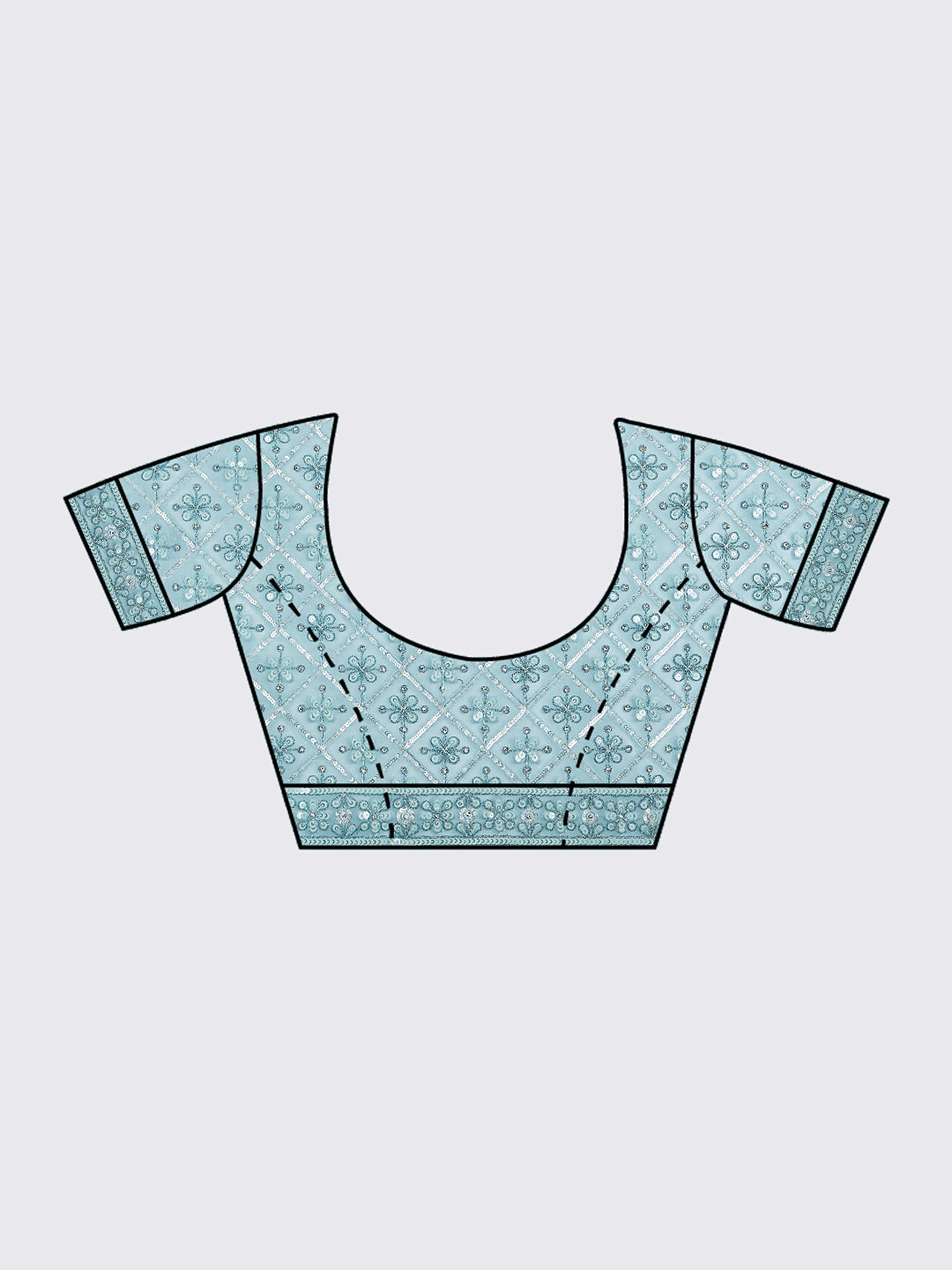 Turquoise blue Net Sequins, Zarkan and thread embroidery Semi-Stitched Lehenga choli & Dupatta ClothsVilla