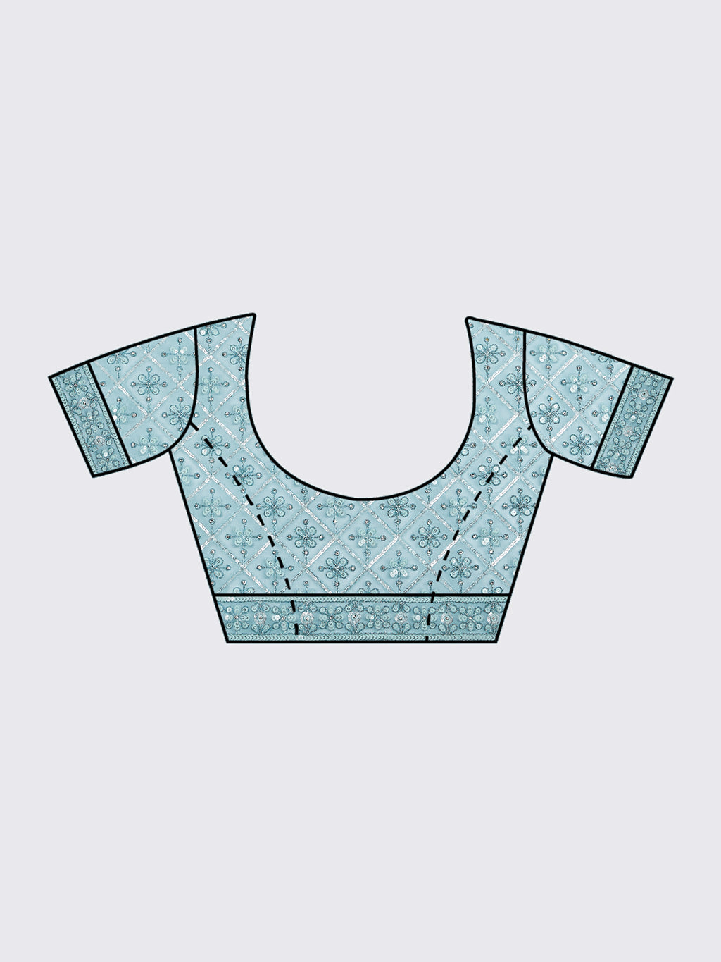 Turquoise blue Net Sequins, Zarkan and thread embroidery Semi-Stitched Lehenga choli & Dupatta ClothsVilla