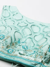 Load image into Gallery viewer, Turquoise Blue Net Sequinse Work Semi-Stitched Lehenga &amp; Unstitched Blouse, Dupatta Clothsvilla