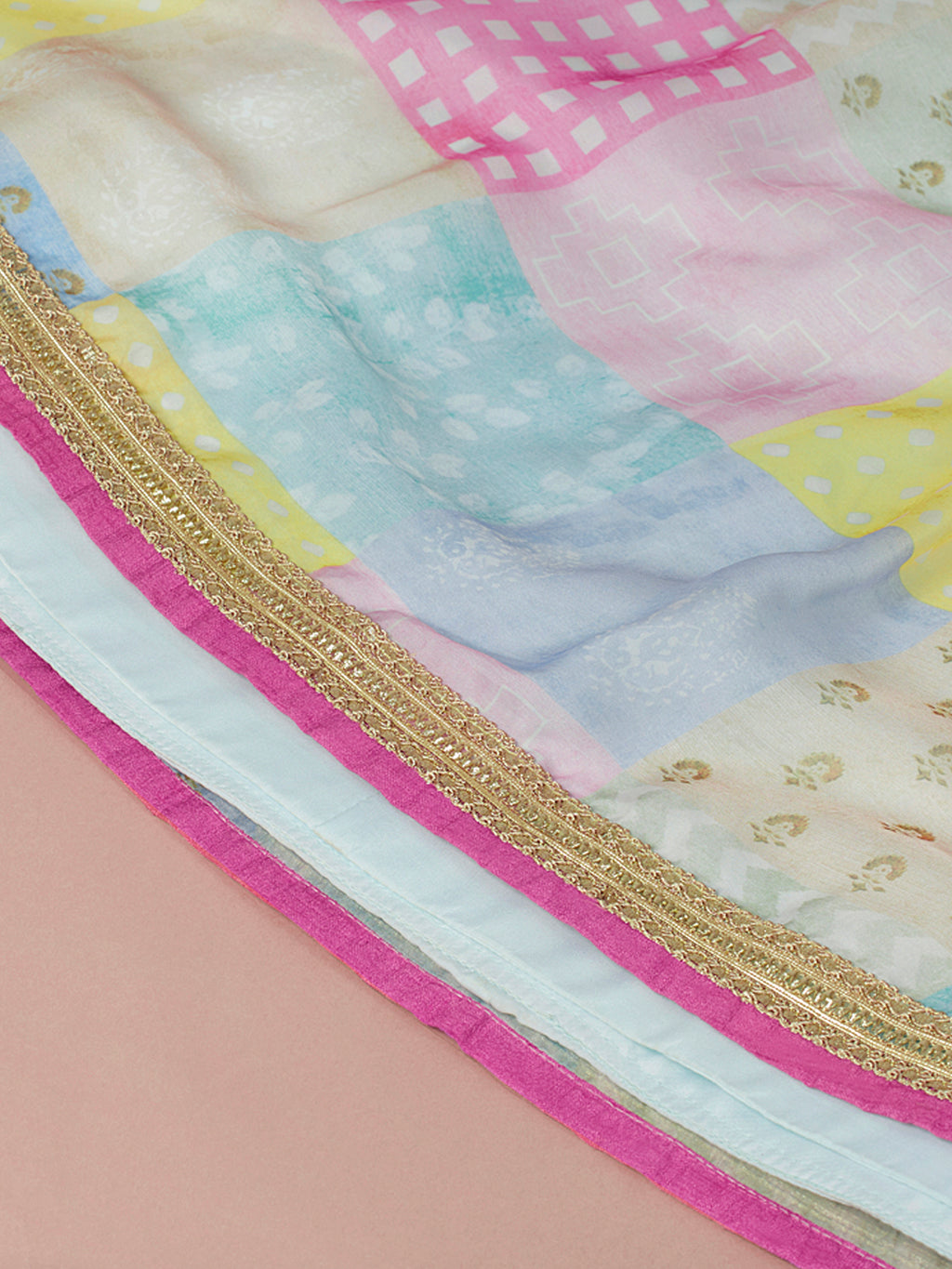 Turquoise Blue Organza Floral Printed Semi-Stitched Lehenga choli & Dupatta Clothsvilla