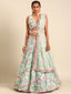Turquoise Blue Organza Sequins and Zarkan embroidery Semi-Stitched Lehenga choli & Dupatta ClothsVilla