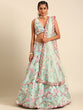 Load image into Gallery viewer, Turquoise Blue Organza Sequins and Zarkan embroidery Semi-Stitched Lehenga choli &amp; Dupatta ClothsVilla
