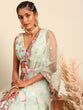 Load image into Gallery viewer, Turquoise Blue Organza Sequins and Zarkan embroidery Semi-Stitched Lehenga choli &amp; Dupatta ClothsVilla