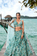 Load image into Gallery viewer, Turquoise blue Organza Sequins, Moti and thread embroidery Semi-Stitched Lehenga choli &amp; Dupatta Clothsvilla